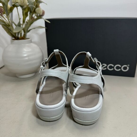 New Ecco Touch 25 S Leather Wedge Sandal White 262113 Women's 10 -10.5/EU41 NWB - Picture 5 of 8